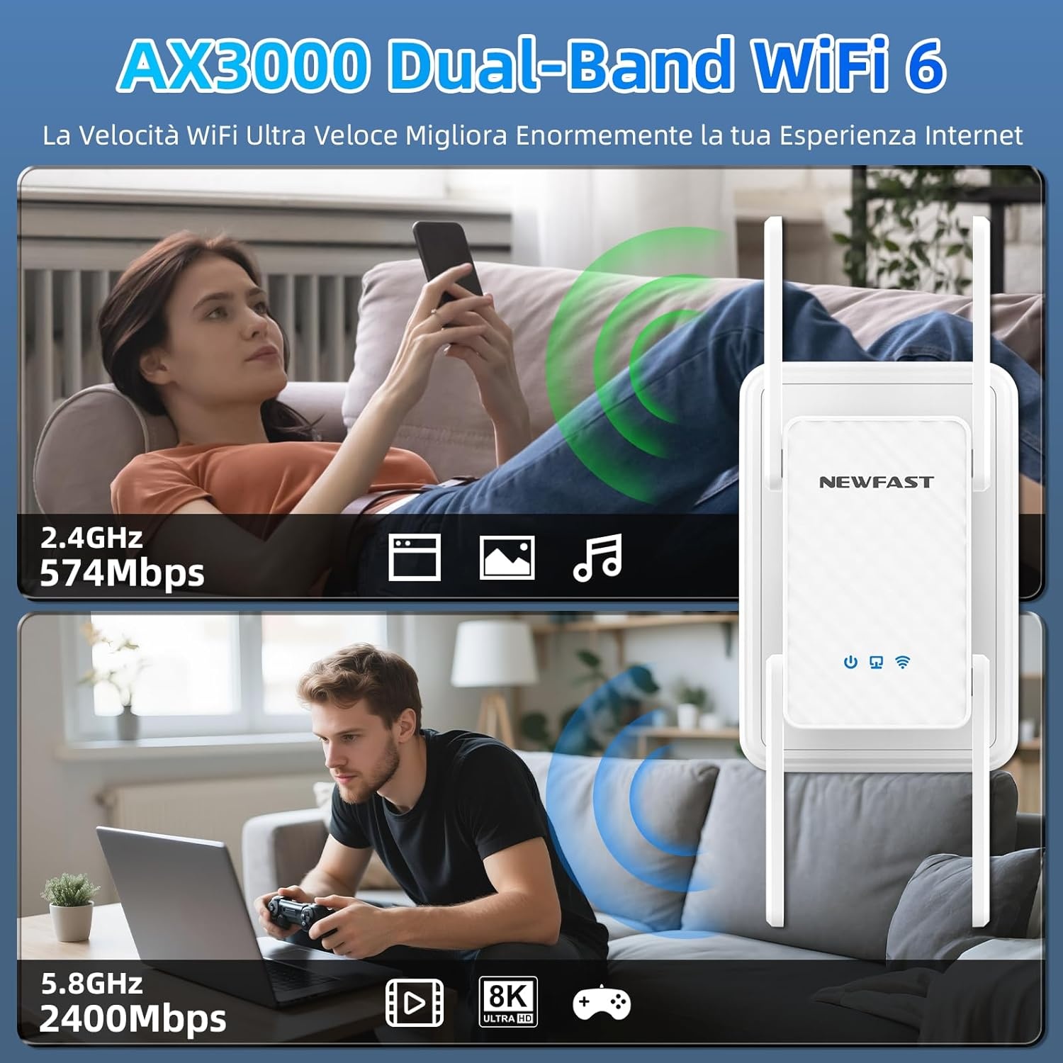Wifi Repeater WiFi6 3000Mbps - 29% Korting