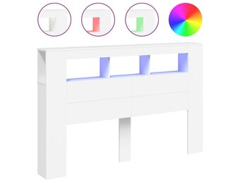 vidaXL Hoofdeinde Wit met LED (160x18,5x103,5cm) - 61% Korting