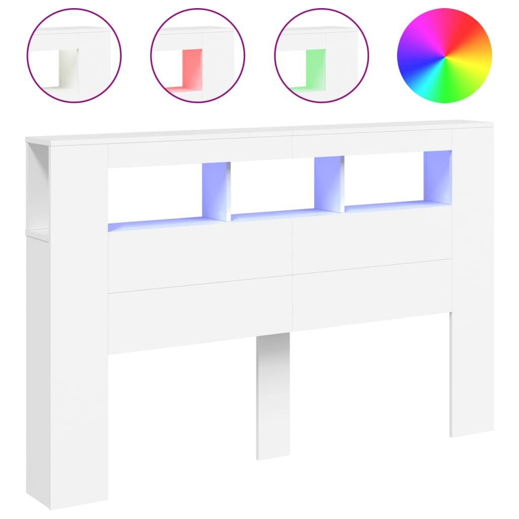 vidaXL Hoofdeinde Wit met LED (160x18,5x103,5cm) - 61% Korting