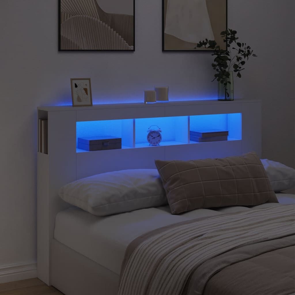 vidaXL Hoofdeinde Wit met LED (160x18,5x103,5cm) - 61% Korting
