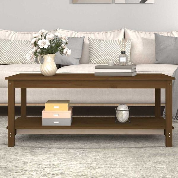 Houten Salontafel Grenenhout - 110x55x45 cm - Honingbruin - 77% Korting