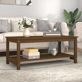 Houten Salontafel Grenenhout - 110x55x45 cm - Honingbruin - 77% Korting