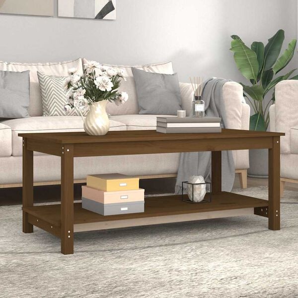 Houten Salontafel Grenenhout - 110x55x45 cm - Honingbruin - 77% Korting