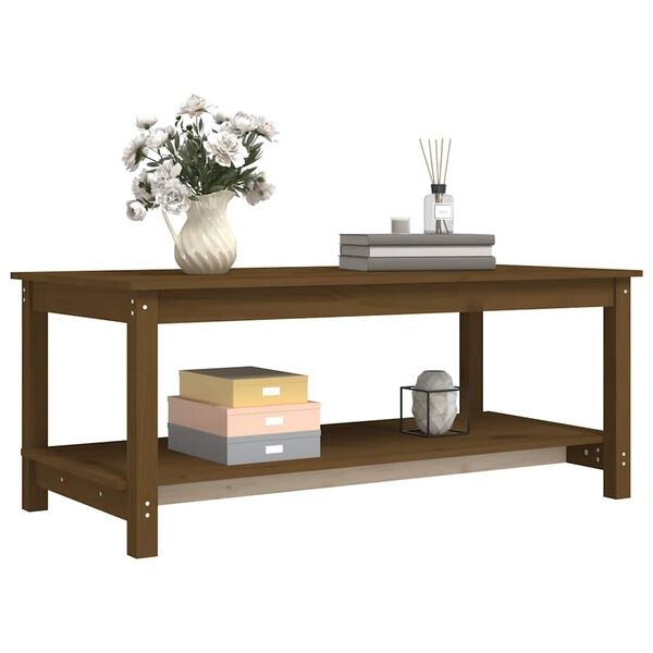 Houten Salontafel Grenenhout - 110x55x45 cm - Honingbruin - 77% Korting