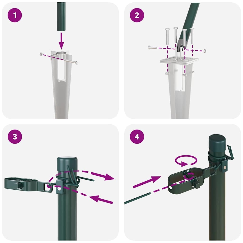 vidaXL Hekpalen 7 pcs Groen Ø32mm 180 cm Gegalvaniseerd staal