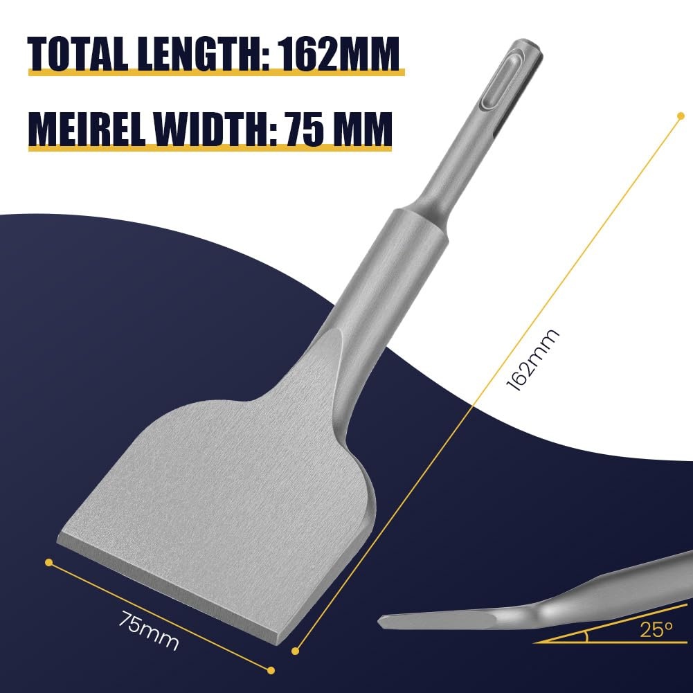Tegelbeitel SDS Plus 165x75mm gebogen voor professioneel gebruik op tegels, metselwerk en beton