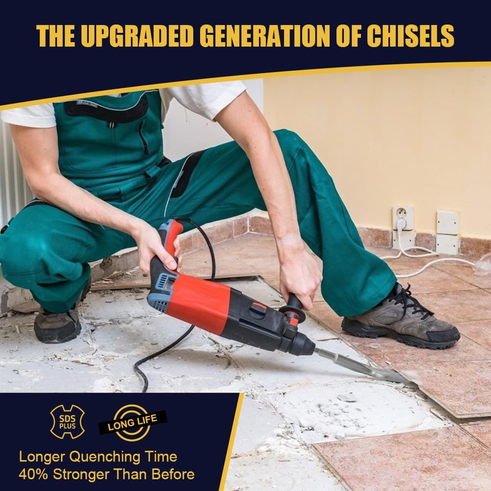 Tegelbeitel SDS Plus gebogen 165x75mm verbreding voor vloertegels en keramiek