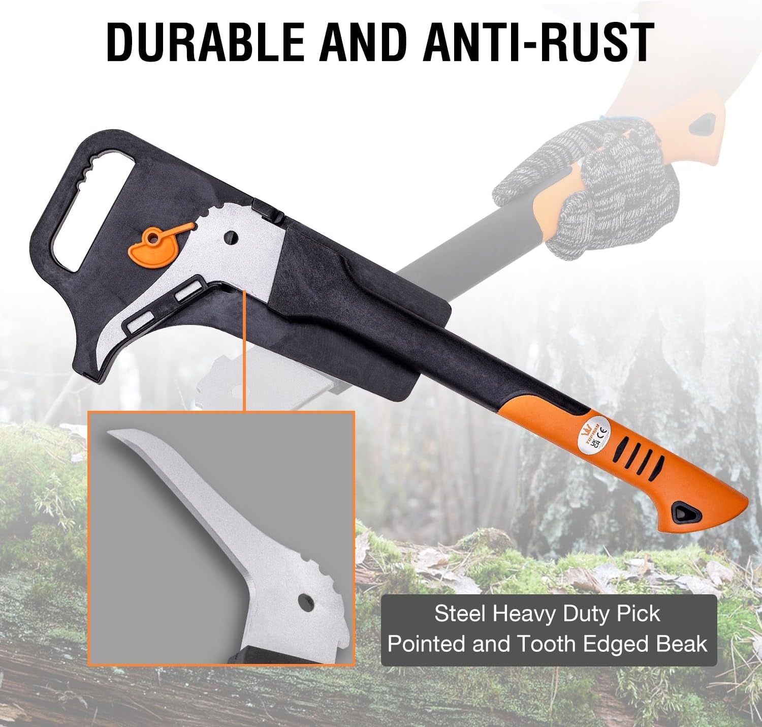 Sappie Houttrekker 28 inch met 125° schuin koolstofstalen blad en antislip TPR handvat voor hout en brandhout