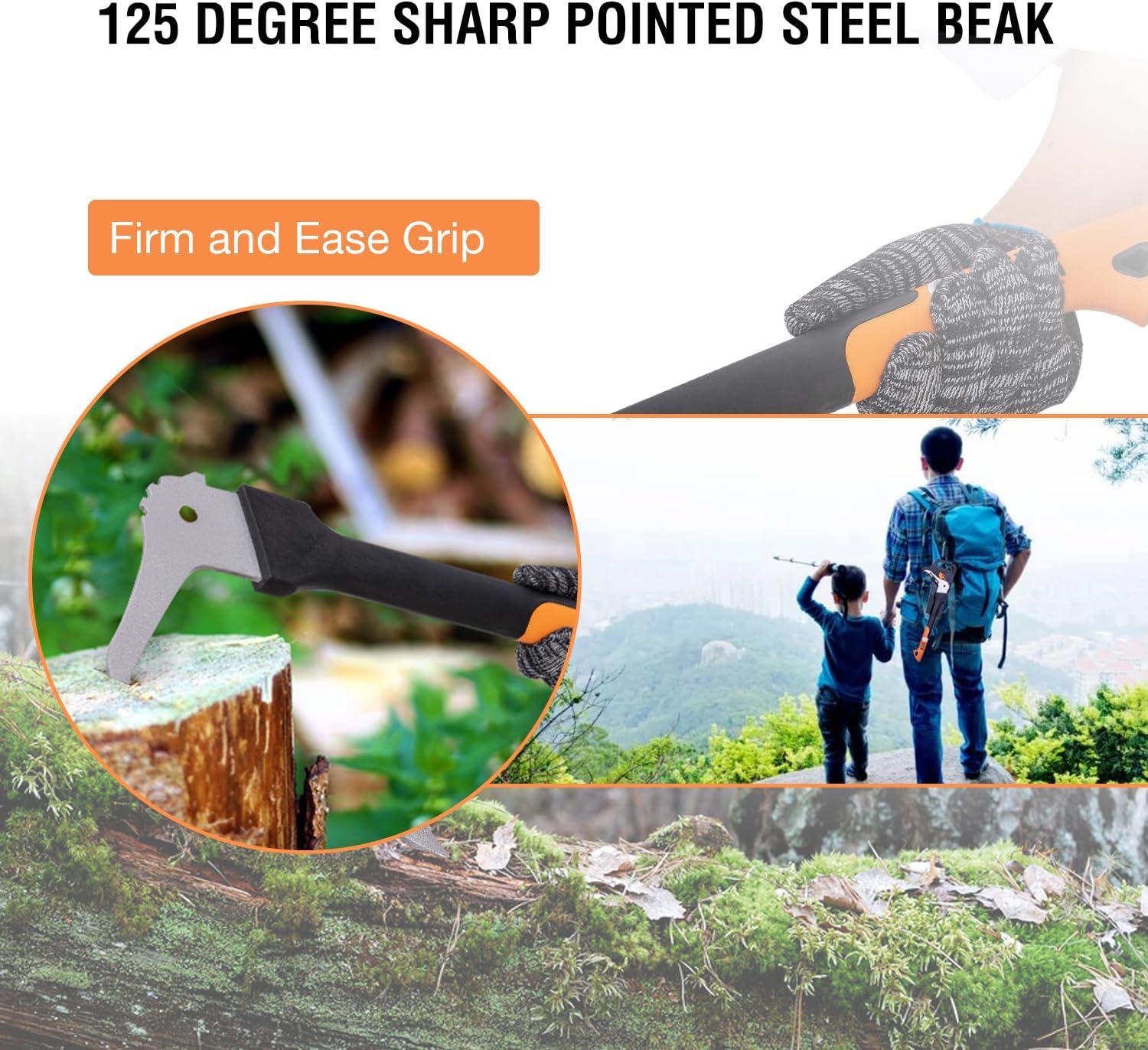 Sappie Houttrekker 28 inch met 125° schuin koolstofstalen blad en antislip TPR handvat voor hout en brandhout