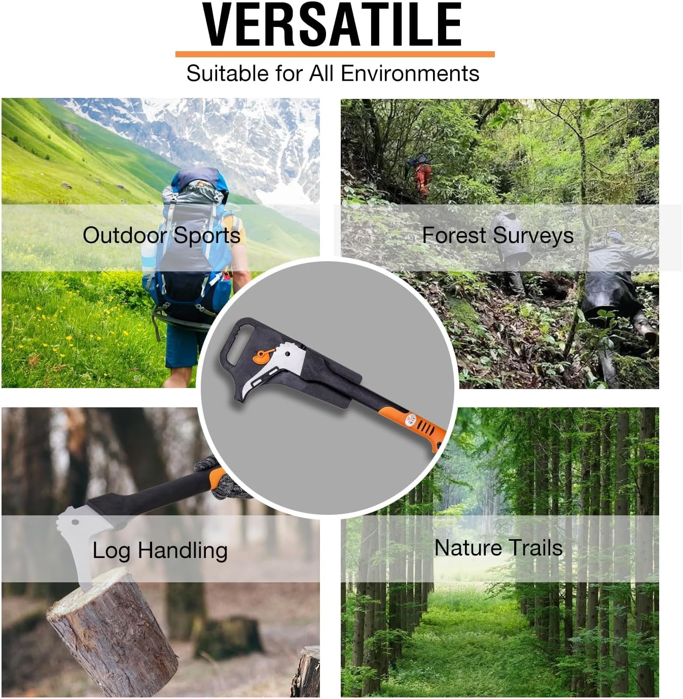 Sappie Houttrekker 28 inch met 125° schuin koolstofstalen blad en antislip TPR handvat voor hout en brandhout