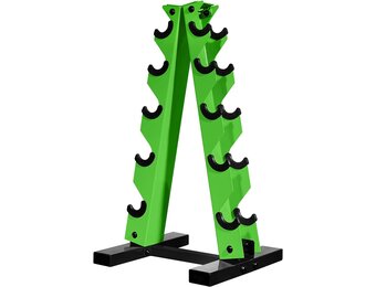 MENCIRO A-frame halterstandaard - 5 niveaus stalen gewichtsframe voor korte halters - ideaal voor thuisgym