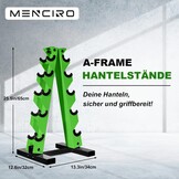 MENCIRO A-frame halterstandaard - 5 niveaus stalen gewichtsframe voor korte halters - ideaal voor thuisgym