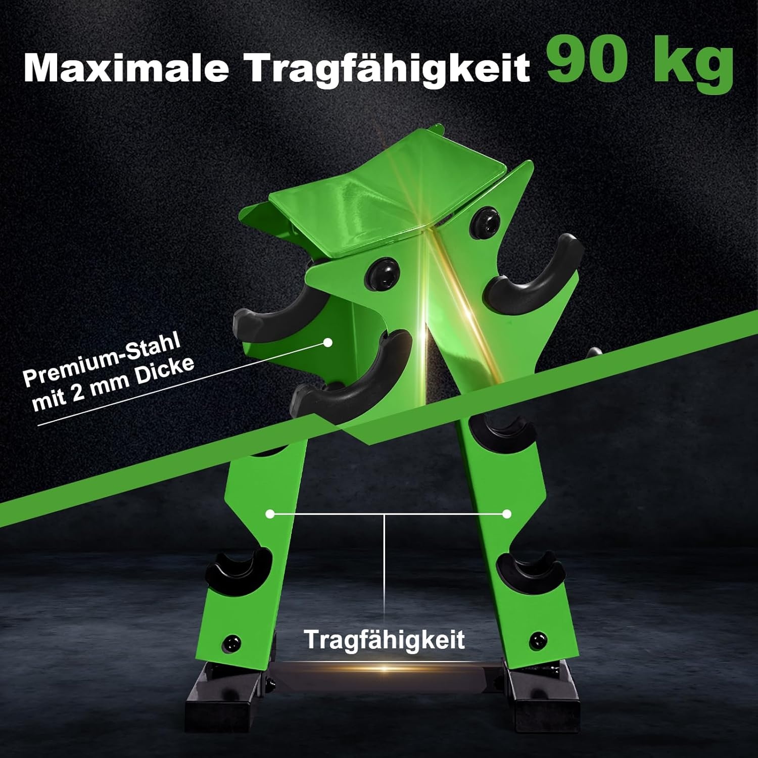 MENCIRO A-frame halterstandaard - 5 niveaus stalen gewichtsframe voor korte halters - ideaal voor thuisgym