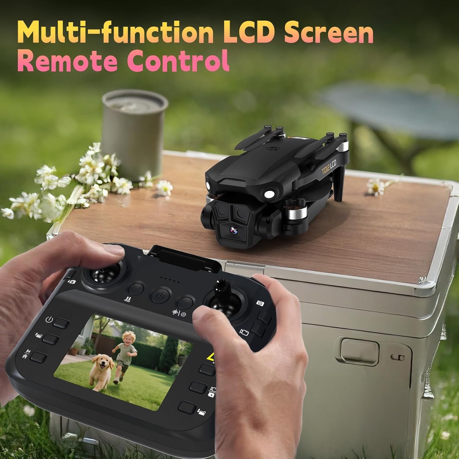 Toladrone Opvouwbare Drone met Camera, Drones met LCD-schermtransmissie, Headless-modus, 90° Elektrische Aanpassing, RC Quadcopter voor Volwassenen, TD12LCD Drone voor Beginners