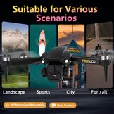 Toladrone Opvouwbare Drone met Camera, Drones met LCD-schermtransmissie, Headless-modus, 90° Elektrische Aanpassing, RC Quadcopter voor Volwassenen, TD12LCD Drone voor Beginners