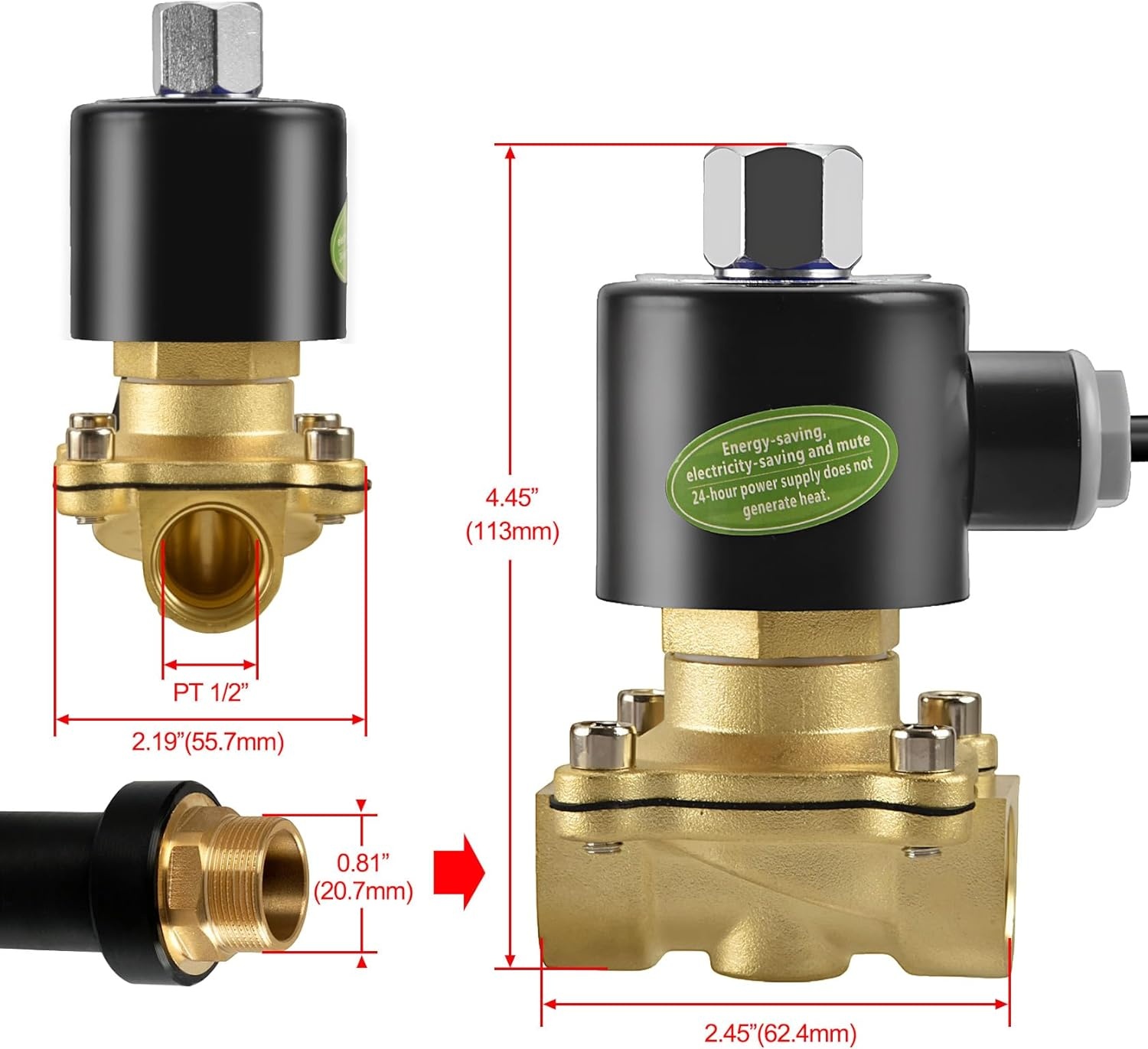 Heschen messing elektromagneetventiel 2WK160-15 PT1/2 DC 12V directe werking water lucht gas-sluiter