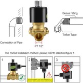 Heschen messing elektromagneetventiel 2WK160-15 PT1/2 DC 12V directe werking water lucht gas-sluiter