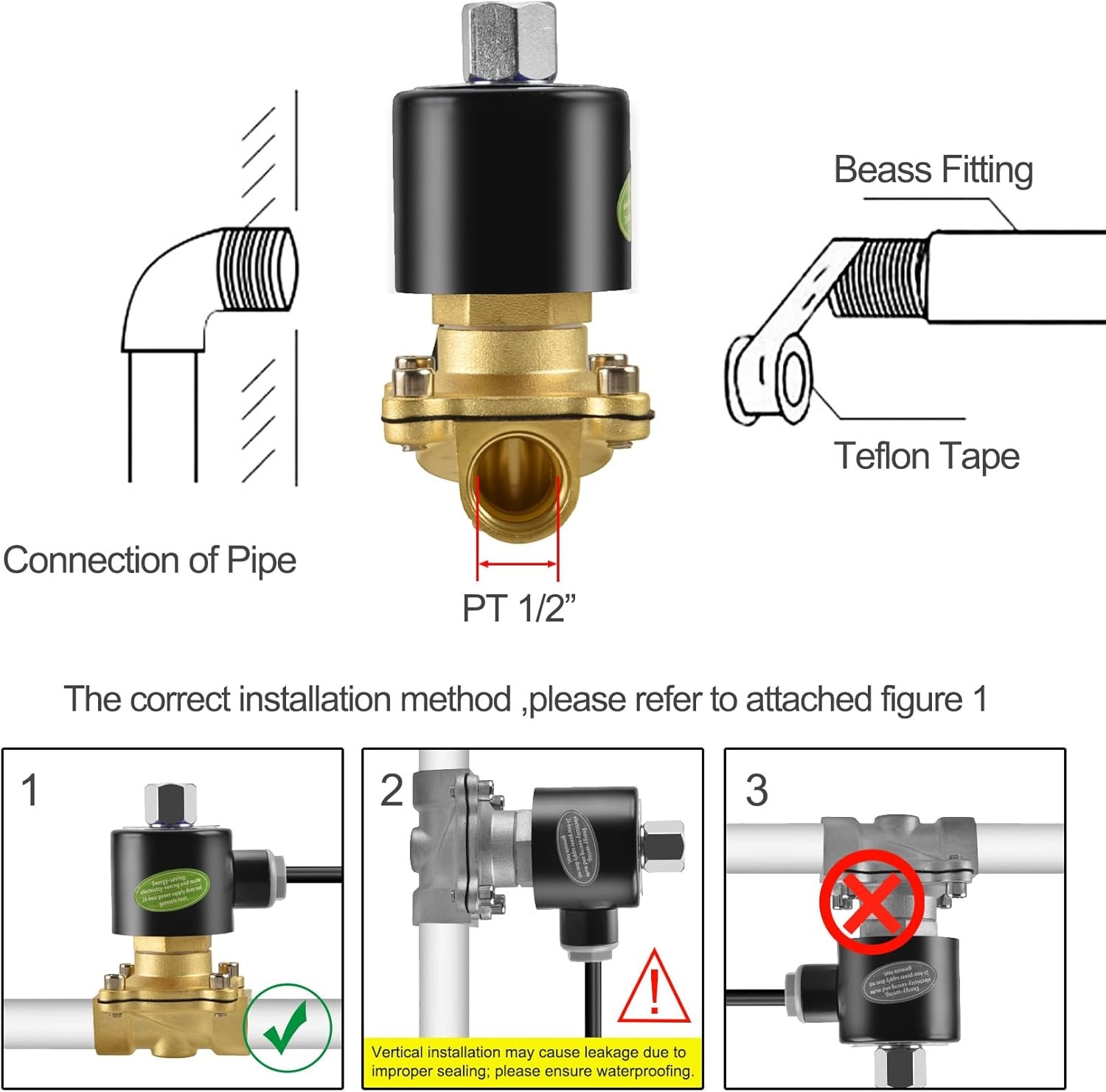 Heschen messing elektromagneetventiel 2WK160-15 PT1/2 DC 12V directe werking water lucht gas-sluiter