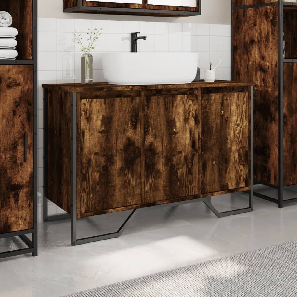 Betaalbare Wastafelkast Gerookt Eikenhout 91x35x60cm - 75% Korting