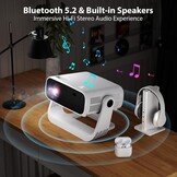 Smart Beamer 25000 Lumens, Android 11, 4D Keystone Correctie, 4K Beamer met Draaibare Standaard, WiFi 6 & Bluetooth 5.2