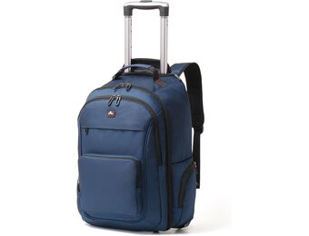 Blauwe 2-in-1 Trolley Rugzak (34% Korting!) - 17.3" Laptopvak