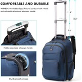 Blauwe 2-in-1 Trolley Rugzak (34% Korting!) - 17.3" Laptopvak