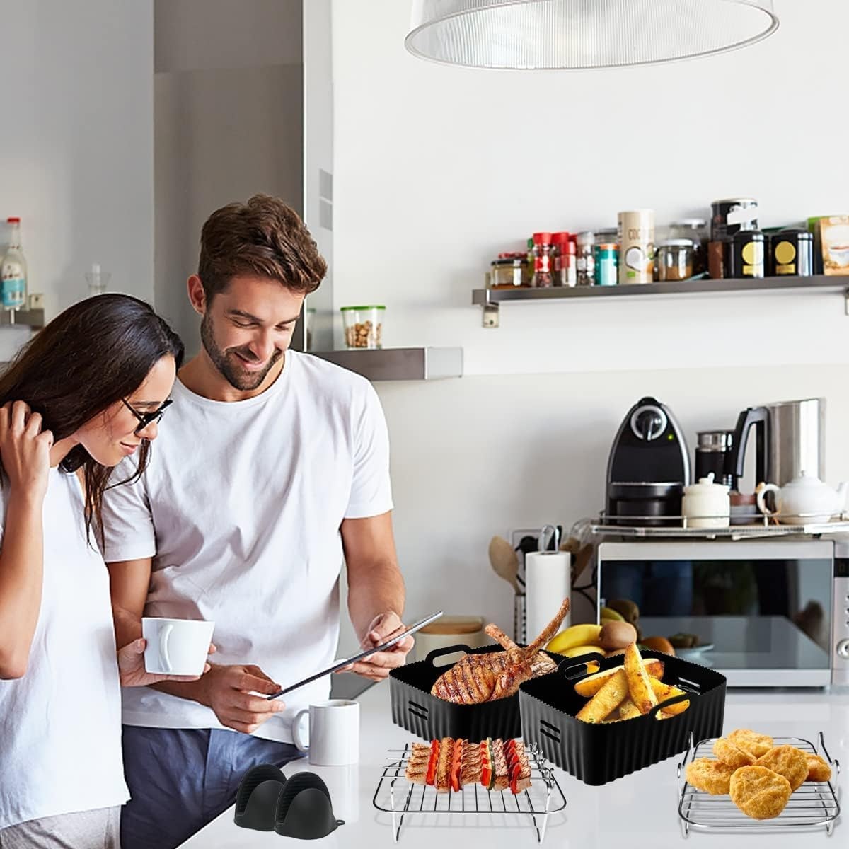 Siliconen Airfryer Vormen (5 stuks) - Dual Zone - 54% Korting