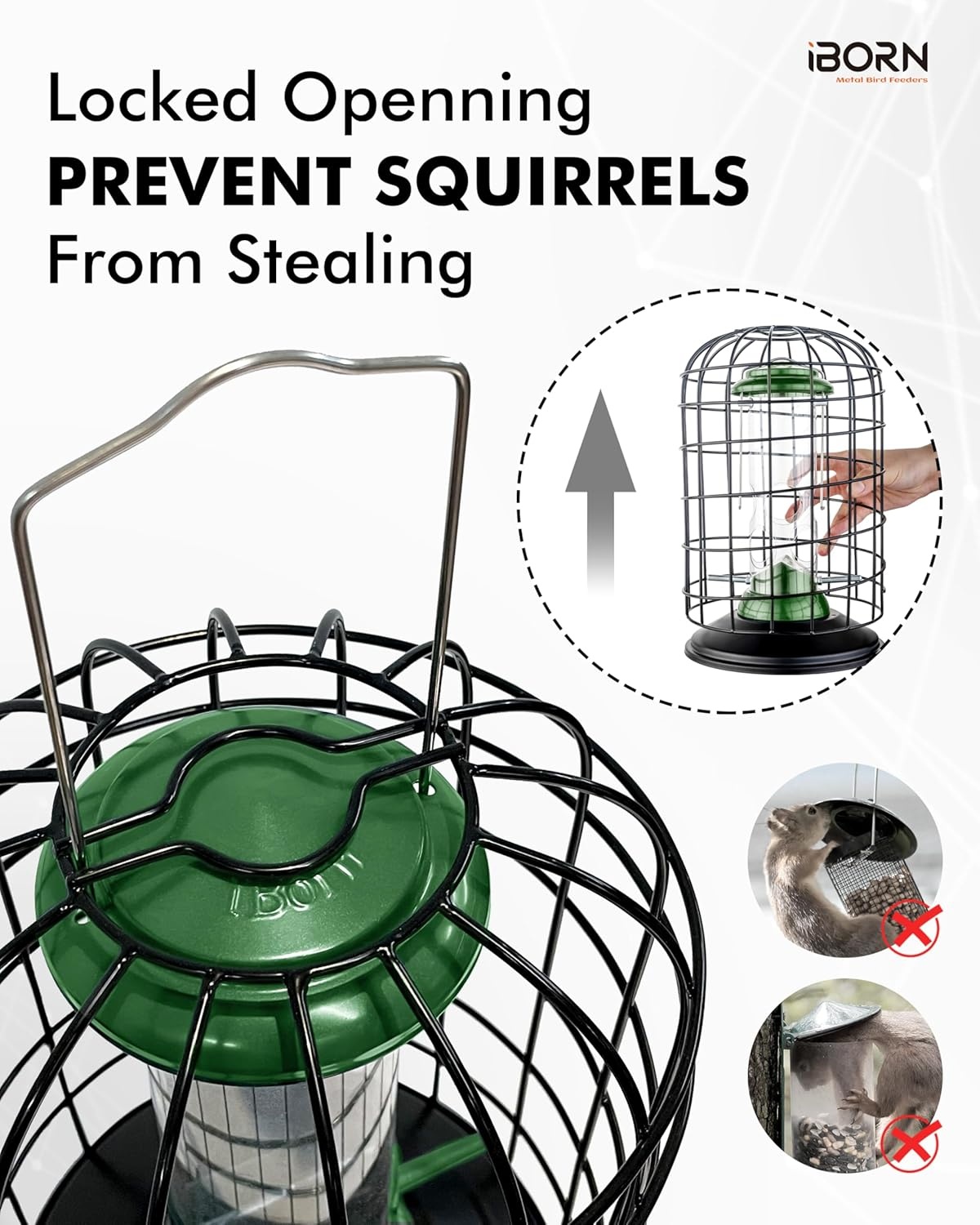 Eekhoornvrije Vogelvoeder (Groen, 20cm) - 28% Korting!