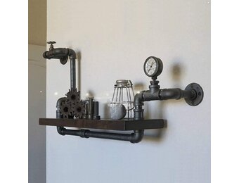 Industrieel Wandrek Zwart Metaal & Hout - 34% Korting