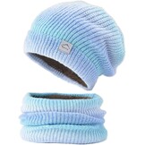 Gebreide Muts & Sjaal Set Blauw 56-60cm - 55% Korting