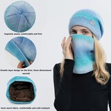 Dames Muts & Sjaal Set Blauw Fijn Gebreid Fleece (56-60 cm) - 28% Korting!