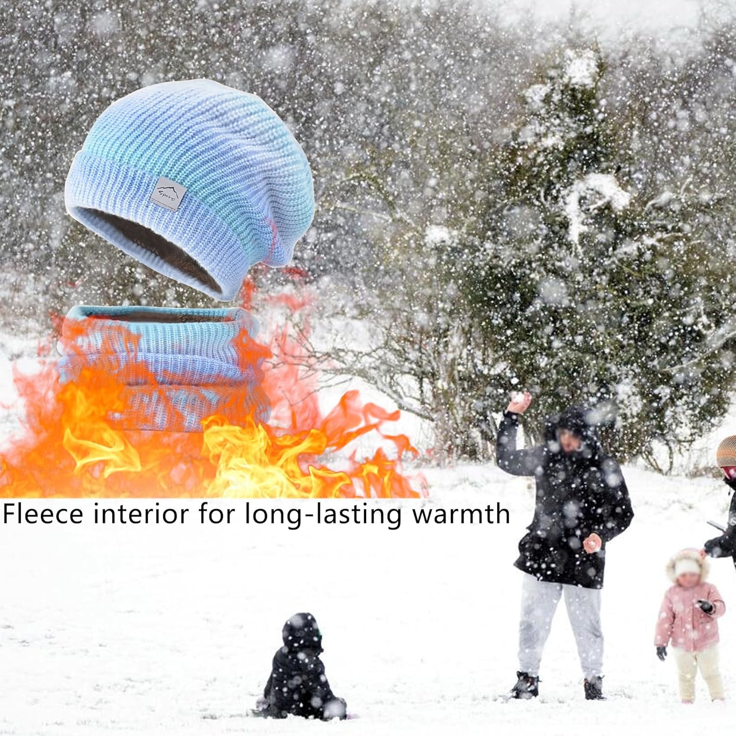 Dames Muts & Sjaal Set Blauw Fijn Gebreid Fleece (56-60 cm) - 28% Korting!