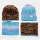 Dames Muts & Sjaal Set Blauw Fijn Gebreid Fleece (56-60 cm) - 28% Korting!