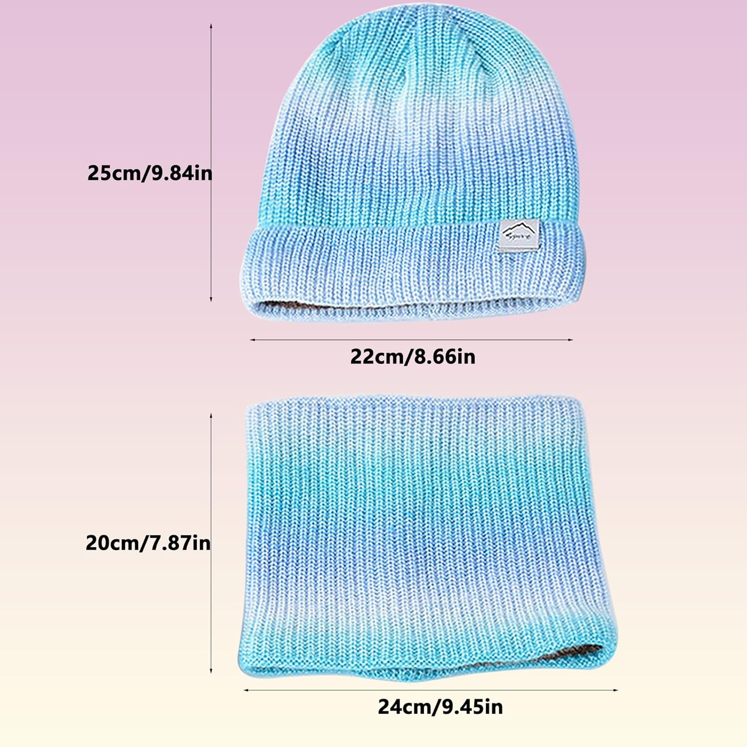 Dames Muts & Sjaal Set Blauw Fijn Gebreid Fleece (56-60 cm) - 28% Korting!