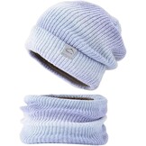 Gebreide Muts & Sjaal Set Blauw 56-60cm - 55% Korting
