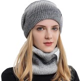 Gebreide Muts & Sjaal Set Blauw 56-60cm - 55% Korting