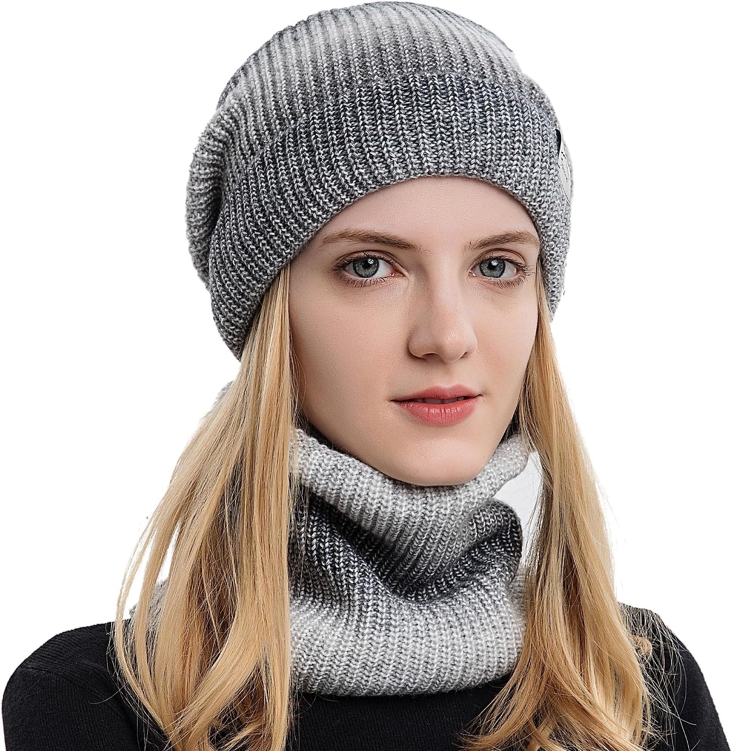 Gebreide Muts & Sjaal Set Blauw 56-60cm - 55% Korting