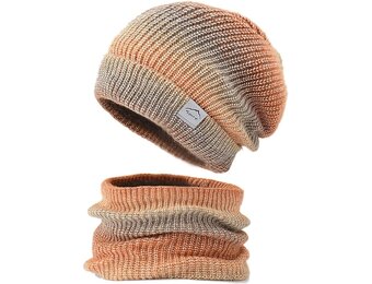 Dames Muts & Sjaal Set - Gradiënt Oranje - 28% Korting!