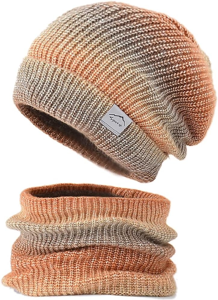 Dames Muts & Sjaal Set - Gradiënt Oranje - 28% Korting!