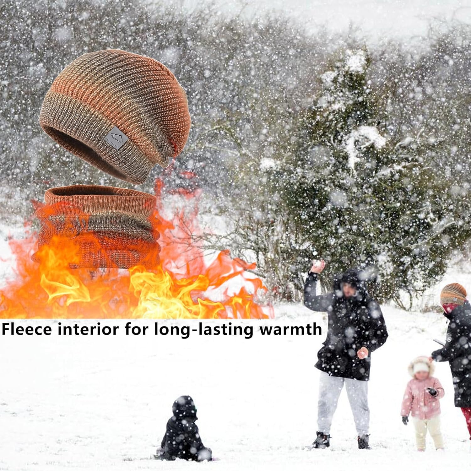 Dames Muts & Sjaal Set - Gradiënt Oranje - 28% Korting!