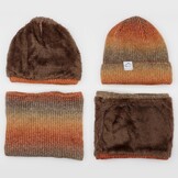 Dames Muts & Sjaal Set - Gradiënt Oranje - 28% Korting!