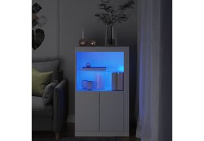 Bijzetkast met LED-verlichting - Wit (82% Korting)