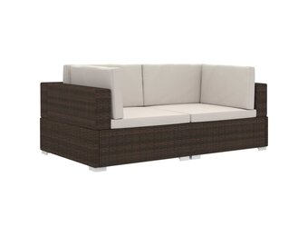 vidaXL Hoekbank Poly Rattan Bruin - 35% Korting