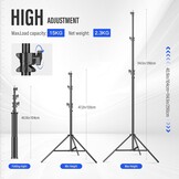 Lichtstatief 290 cm, 15 kg, Luchtgedempt, 34% Korting