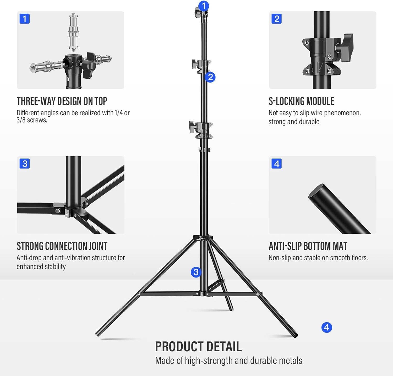 Lichtstatief 290 cm, 15 kg, Luchtgedempt, 34% Korting