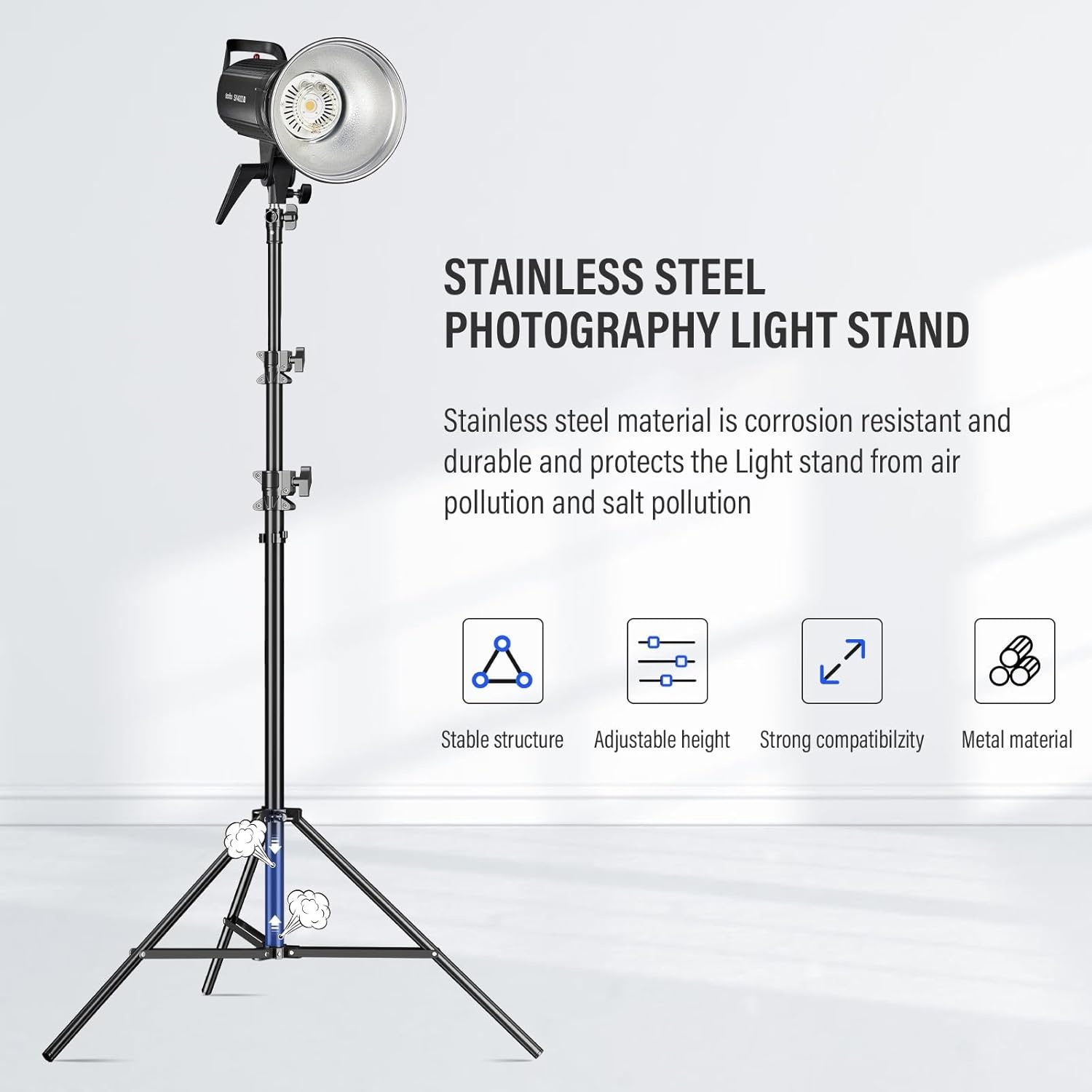 Lichtstatief 290 cm, 15 kg, Luchtgedempt, 34% Korting