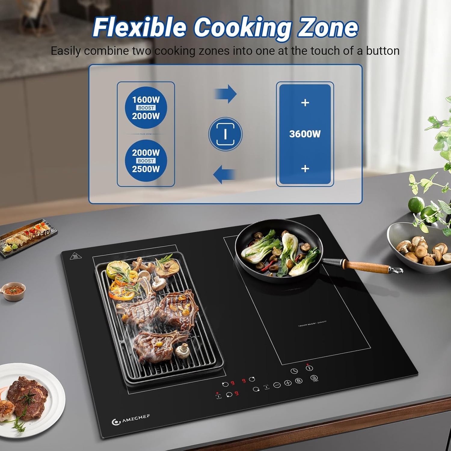 Inductiekookplaat 60cm - 4 Zones, FlexZone & Boost - 35% Korting!