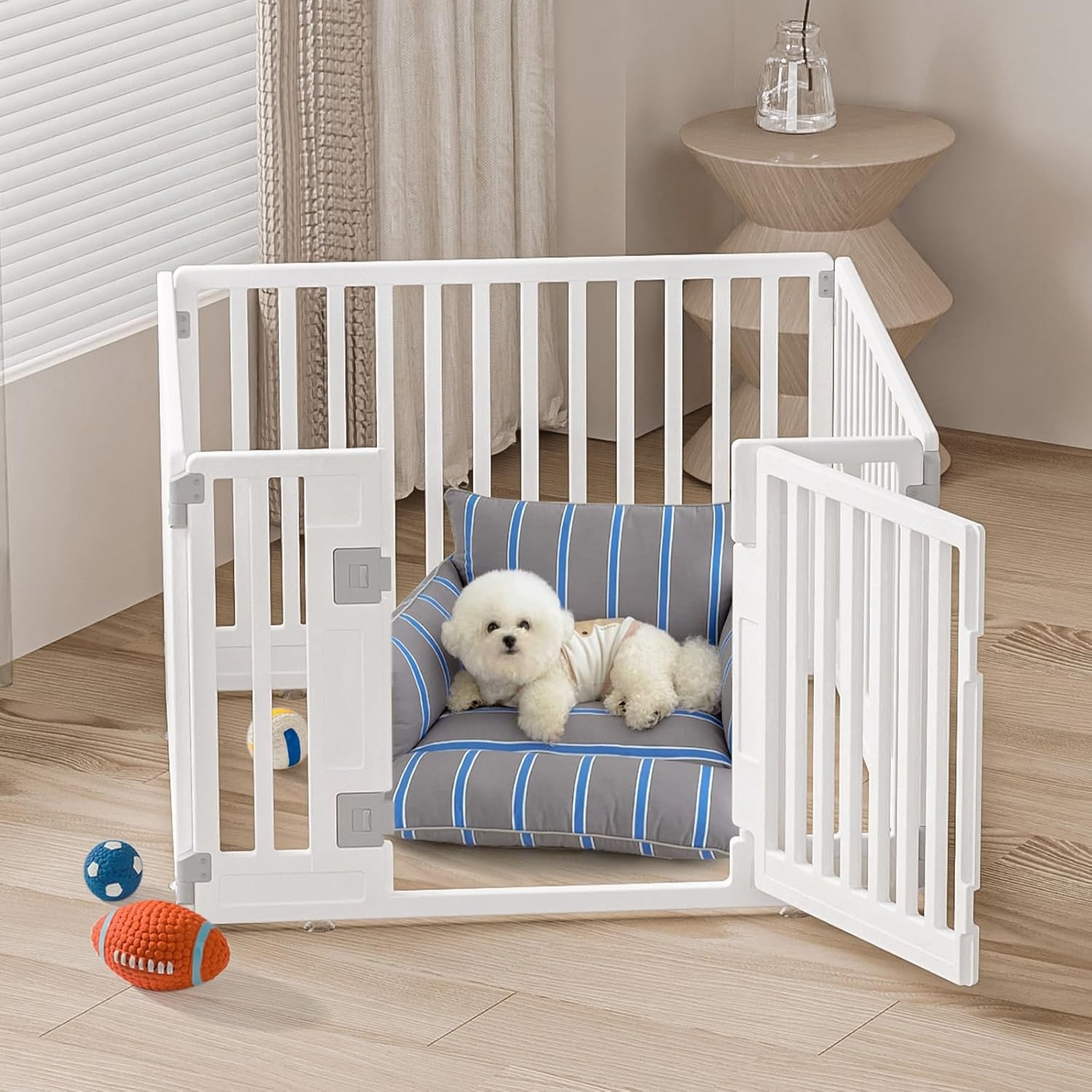 Opvouwbaar Hondenloophok HDPE Wit 89x89 cm - 34% Korting!