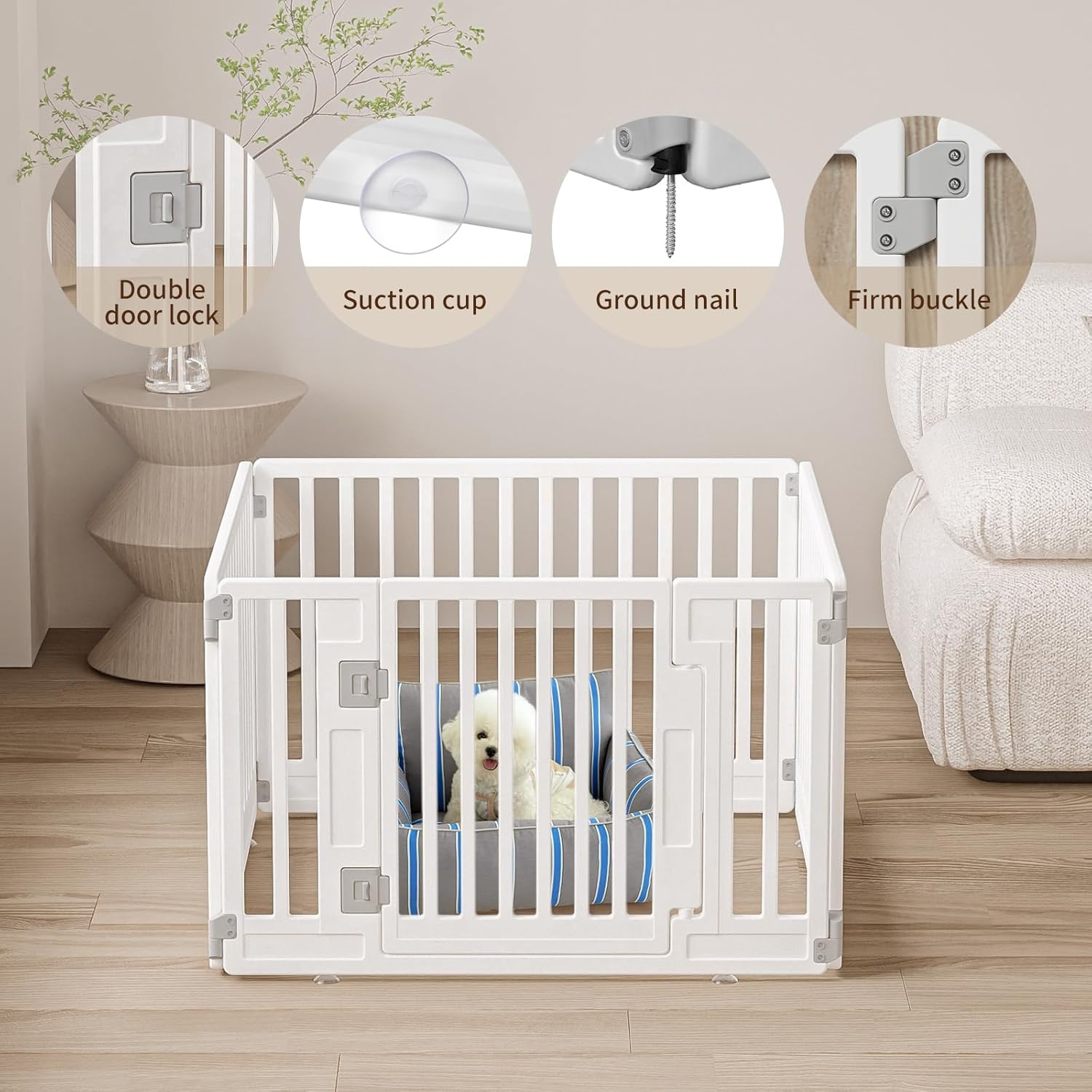 Opvouwbaar Hondenloophok HDPE Wit 89x89 cm - 34% Korting!