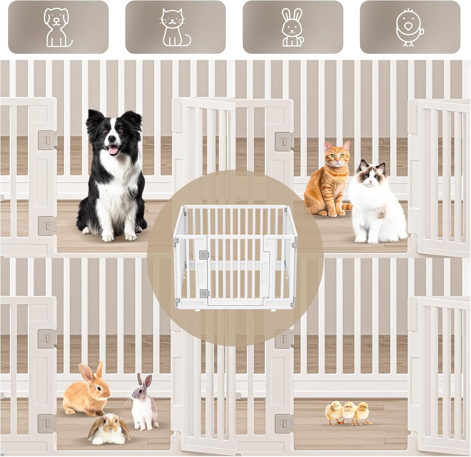 Opvouwbaar Hondenloophok HDPE Wit 89x89 cm - 34% Korting!